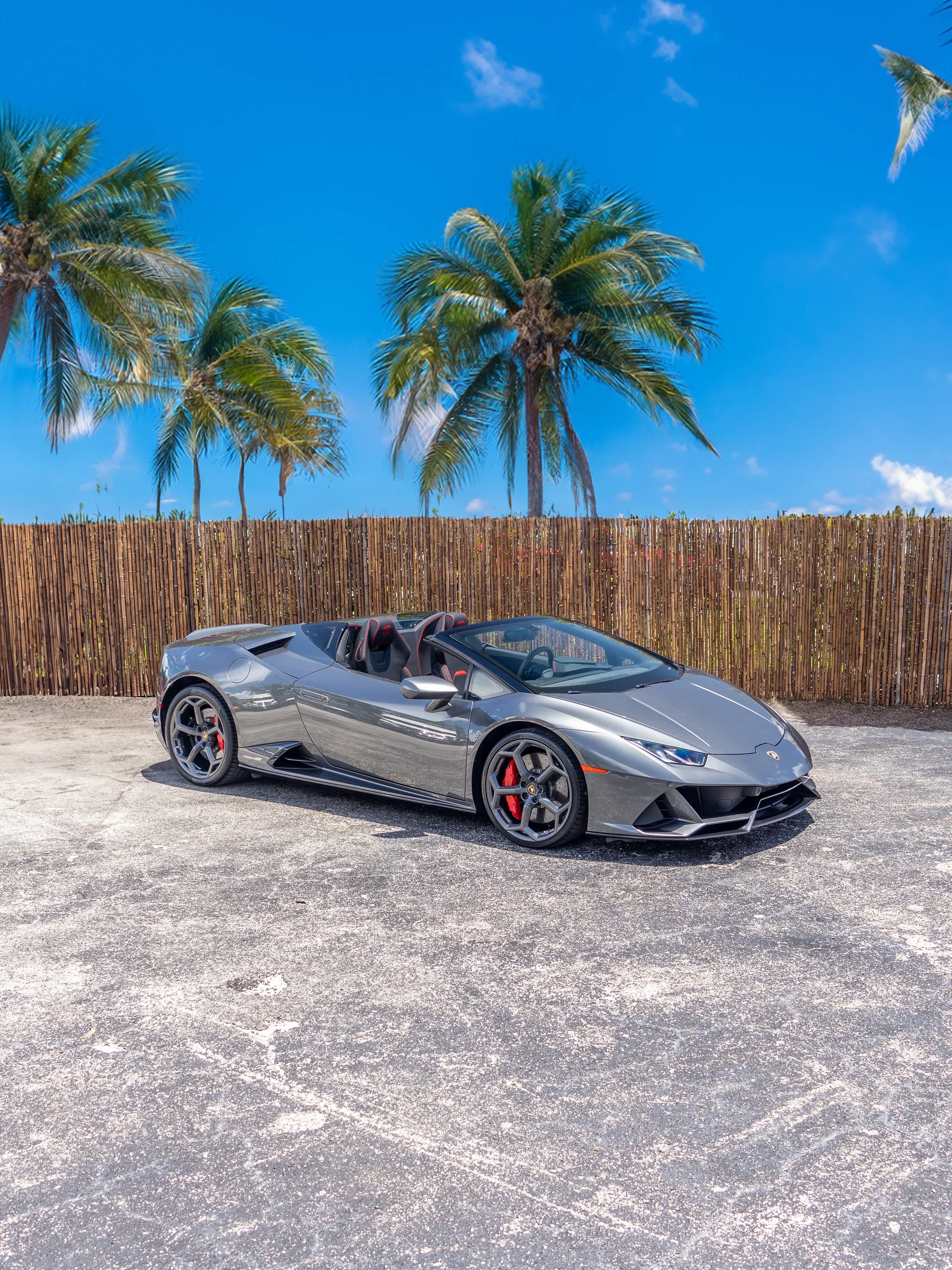 Lamborghini Huracán EVO Spyder rental — exterior front three-quarter view