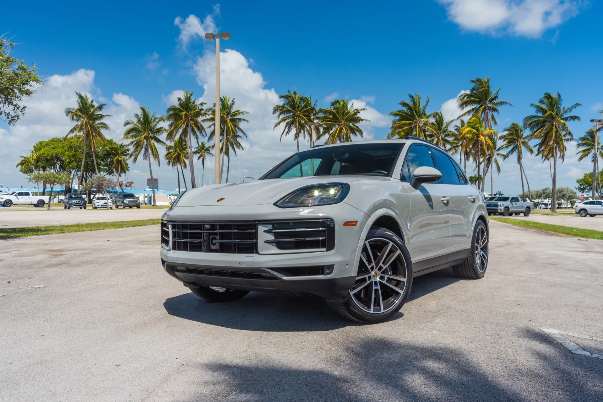 Porsche Cayenne rental — exterior front three-quarter view