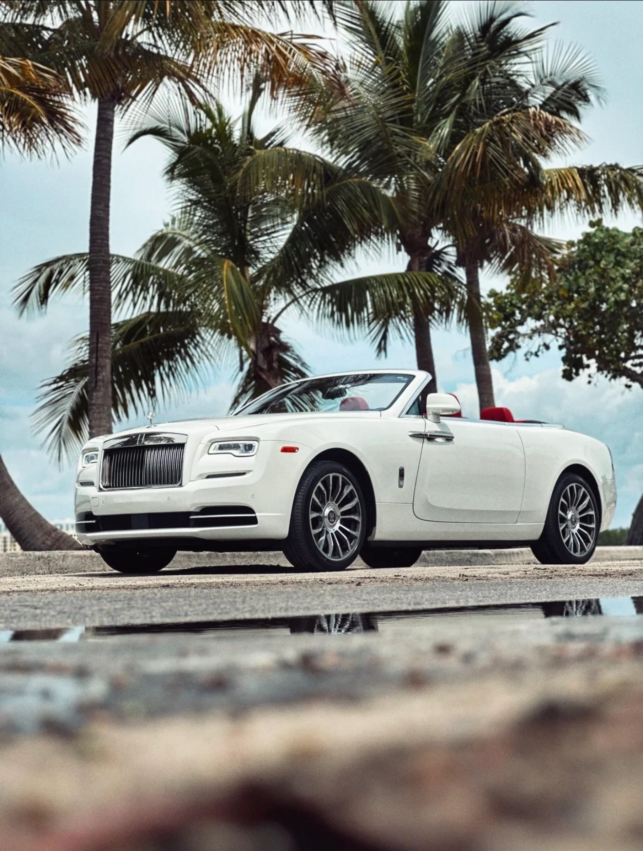 Rolls-Royce Dawn rental — exterior front three-quarter view